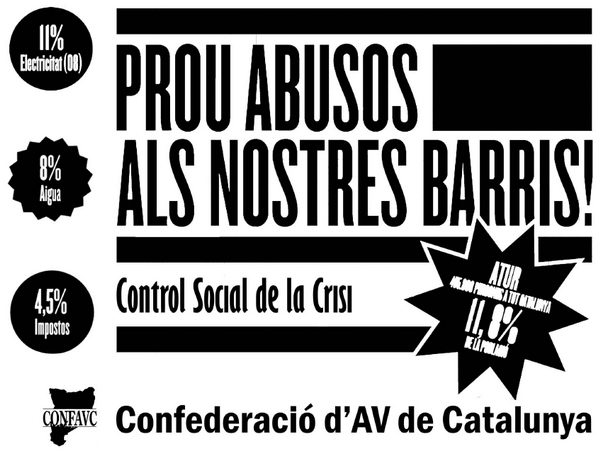 Resolución de la Confederación de Asociaciones de Vecinos de Catalunya (CONFAVC) sobre la crisis económica y el incremento de precios que estamos sufriendo los ciudadanos (18 de Febrero de 2009)
